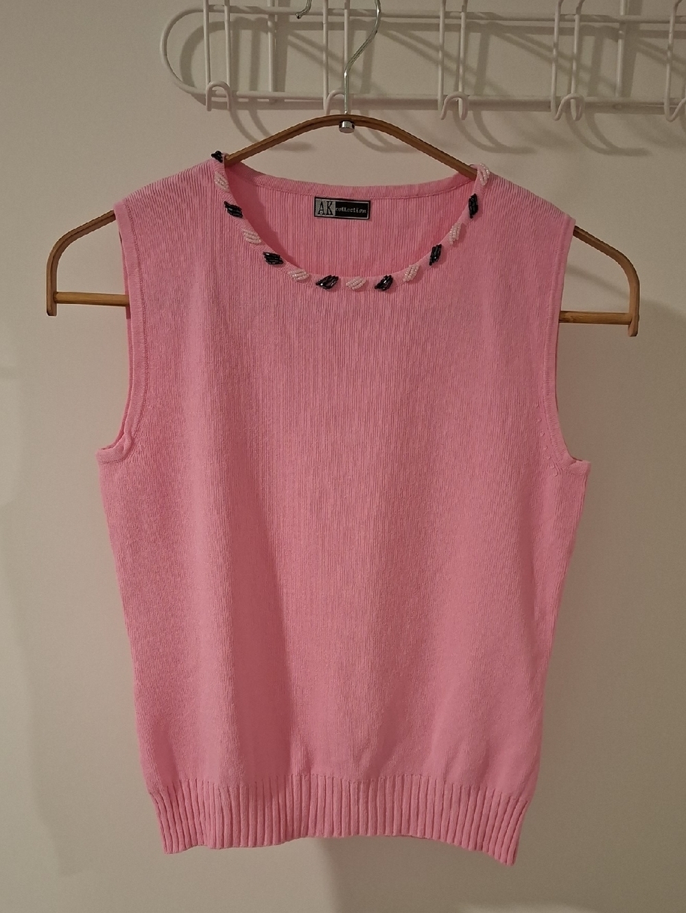 Anne Klein Collection Vintage Barbie Pink Beaded Knit Shell Top (Size XS)